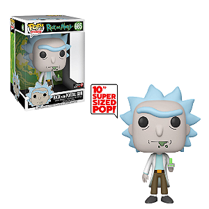 FUNKO POP! - Boneco Super Sized 10 Polegadas Rick And Morty: Rick With Portal Gun #665 -NOVO-