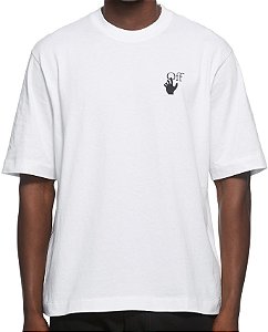OFF-WHITE - Camiseta Cut Here Embroidered "Branco" -NOVO-