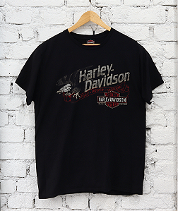 HARLEY DAVIDSON - Camiseta Abc Pontiac Waterford Michigan "Preto" -VINTAGE-