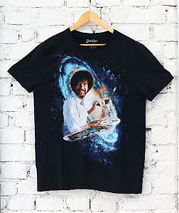 BOB ROSS - Camiseta Painting Galaxy "Azul Marinho" -VINTAGE-