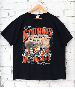FRUIT OF THE LOOM - Camiseta Sturgis Black Hills Rally Mount Rushmore 2017 "Preto" -VINTAGE-