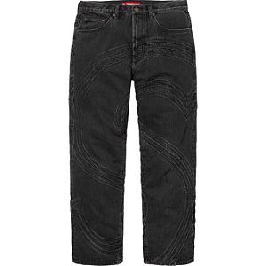 SUPREME - Calça Jeans S Logo Loose Fit "Preto" -NOVO-