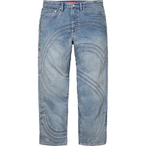 SUPREME - Calça Jeans S Logo Loose Fit "Washed Blue" -NOVO-