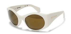 PALM ANGELS - Óculos de Sol Redondo Ennis "Branco/Dourado" -NOVO-