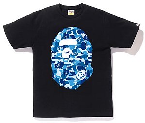 BAPE - Camiseta ABC Camo Big Ape Head SS20 "Preto/Azul" -NOVO-