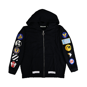 OFF-WHITE - Moletom Zip Patches "Preto" -USADO-