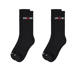 SUPREME x JORDAN - Pack c/2 Meia Crew "Preto" -NOVO-