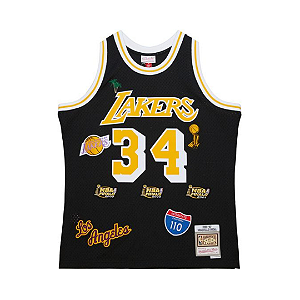 MITCHELL & NESS - Regata Jersey Highway Los Angeles Lakers 1996-97 Shaquille O'Neal "Preto" -NOVO-