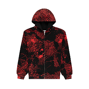 SP5DER - Moletom AOP Web V2 Zip Up "Preto/Vermelho" -NOVO-