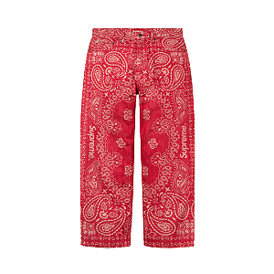 SUPREME - Calça Jeans Bandana Jacquard Baggy "Vermelho" -NOVO-