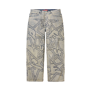 SUPREME - Calça Jeans Baggy Stars Topstitch "Dirty" -NOVO-