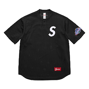 SUPREME - Camisa Jersey S Logo Baseball Henley "Preto" -NOVO-