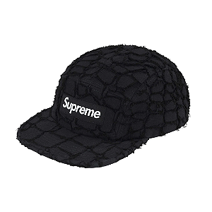 SUPREME - Boné Frayed Croc Denim Camp SS25 "Preto" -NOVO-