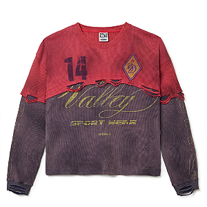 VALE LIVES FOREVER - Camiseta Manga Longa Thermal Thrashed "Vermelho/Preto" -NOVO-