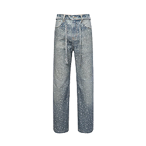 BIRTH OF ROYAL CHILD - Calça Jeans 3D Printing Washed 20k Swarovski Diamond "Indigo" -NOVO-