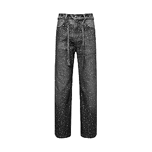 BIRTH OF ROYAL CHILD - Calça Jeans 3D Printing Washed 20k Swarovski Diamond "Preto" -NOVO-
