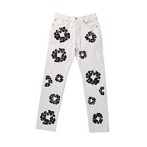 DENIM TEARS - Calça Jeans Cotton Wreath "Branco" -USADO-