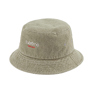 SUPREME - Chapéu Bucket  Denim Crushed "Olive" -NOVO-