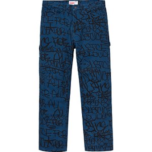 SUPREME x COMME DES GARÇONS - Calça Canvas Painter "Azul Marinho" -NOVO-