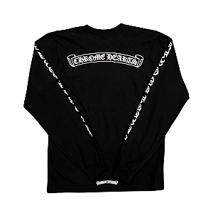 CHROME HEARTS - Camiseta Manga Longa Scroll Logo Pocket "Preto" -NOVO-