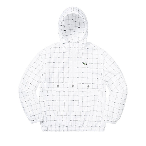 SUPREME x LACOSTE - Jaqueta Reflective Grid Nylon Anorak SS18 "Branco" -NOVO-