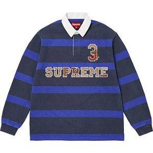 SUPREME - Camiseta Manga Longa Stripe Rugby FW25 "Azul" -NOVO-