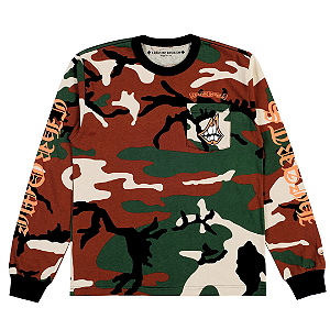 CHROME HEARTS - Camiseta Manga Longa Matty Boy Caution "Camo" -NOVO-