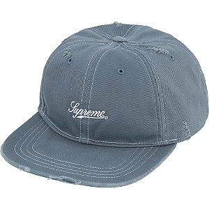 SUPREME - Boné Distressed Script 6-Panel "Slate" -NOVO-