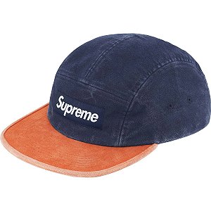 SUPREME - Boné 2-Tone Moleskin Camp FW25 "Azul Marinho/Laranja" -NOVO-