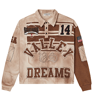 VALE LIVES FOREVER - Camisa Polo Manga Longa Classic Rugby "Chocolate" -NOVO-