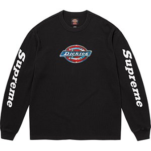 SUPREME x DICKIES - Camiseta Manga Longa Thermal "Preto" -NOVO-
