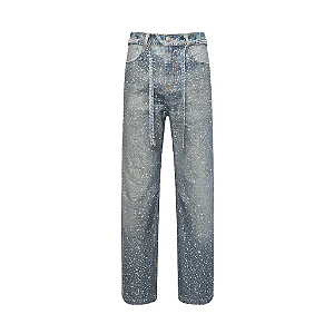 BIRTH OF ROYAL CHILD - Calça Jeans 3D Printing Washed 20k Swarovski Diamond "Indigo" -NOVO-
