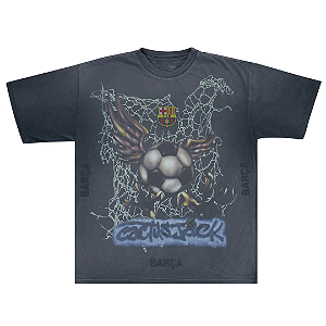 TRAVIS SCOTT x FC BARCELONA - Camiseta Spray Logo "Preto" -NOVO-