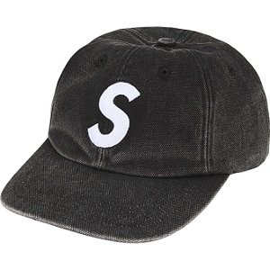 SUPREME - Boné Pigment Coated Canvas S Logo 6-Panel FW25 "Preto" -NOVO-