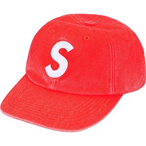 SUPREME - Boné Pigment Coated Canvas S Logo 6-Panel FW25 "Laranja" -NOVO-
