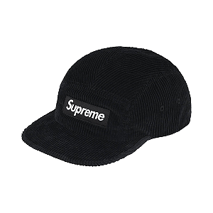 SUPREME - Boné Corduroy Camp FW25 "Preto" -NOVO-