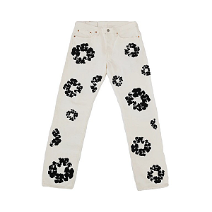 *DENIM TEARS - Calça Jeans Cotton Wreath "Branco" -NOVO-