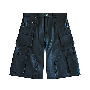 NYRVA - Bermuda Utility Cargo Leather "Preto" -NOVO-