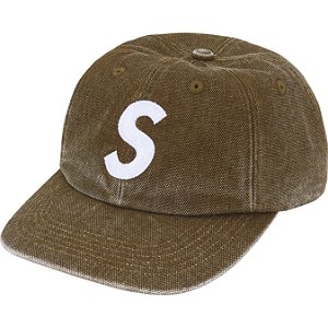 SUPREME - Boné Pigment Coated Canvas S Logo 6-Panel FW25 "Marrom" -NOVO-