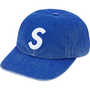 SUPREME - Boné Pigment Coated Canvas S Logo 6-Panel FW25 "Azul" -NOVO-