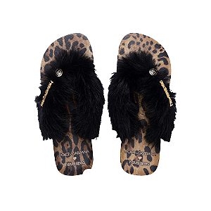 DOLCE&GABBANA x HAVAIANAS - Chinelo Top Faux Fur "Rose Gold" -NOVO-
