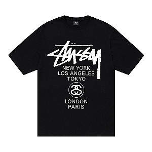 STUSSY - Camiseta World Tour "Preto" -NOVO-