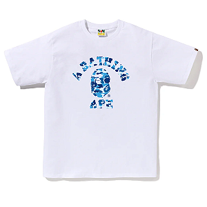BAPE - Camiseta ABC Camo College "Branco/Azul" -NOVO-