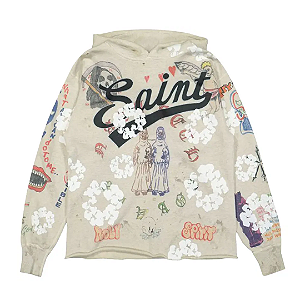 SAINT MXXXXXX x DENIM TEARS - Moletom Graffiti "Cinza" -NOVO-