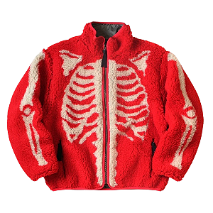 KAPITAL - Jaqueta Bone Pattern Fleece Reversible Blouson "Vermelho" -NOVO-