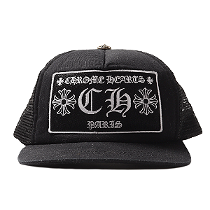 CHROME HEARTS - Boné Trucker Paris "Preto" -NOVO-