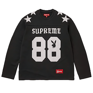 SUPREME X PLAYBOY - Camisa Manga Longa Football Top "Preto" -NOVO-