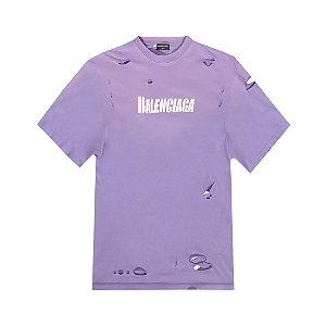 BALENCIAGA - Camiseta SS22 Destroyed Effect "Roxo" -NOVO-