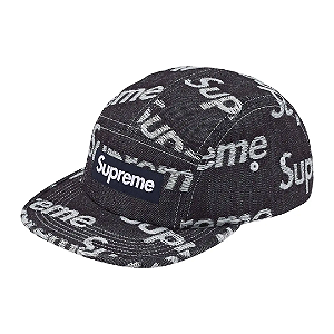 SUPREME - Boné Jacquard Logos Denim Camp "Rigid Indigo" -NOVO-