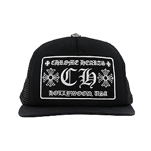 CHROME HEARTS - Boné CH Hollywood Trucker "Preto" -NOVO-